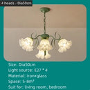 GobekUsa Green Flower Ceiling Chandelier: Elegant Iron Art Pendant Lamp for Living Room, Bedroom, Villa