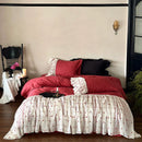GobekUsa Egyptian Cotton Lace Ruffles Wedding Bedding Set 4-Piece Luxe Collection