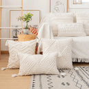 GobekUsa Cotton Tassels White Cushion Covers 45x45/30x50cm - Square Geometry Pillowcase