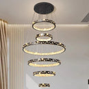 GobekUsa Crystal Chandelier Stair Pendant Lamp Living Room Pendant Lights Interior Lighting