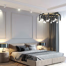 GobekUsa Black U Shape Tube Gold Ring Chandelier for Foyer Dining Room Lighting