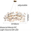 GobekUsa Leaf Branch Ceramic Chandelier | Modern Golden Lighting Fixture for Living Room