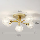 GobekUsa Gold Glass Ceiling Lamp. Modern Round Corrugated Design for Bedroom, Living Room, Cloakroom.