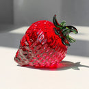 GobekUsa Glass Red Strawberry Figurine Crystal Fruit Miniature Ornament Decor