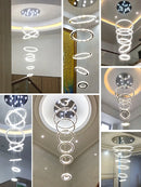 GobekUsa Crystal Rings Chandelier: Modern Luxury Staircase Lighting Fixture