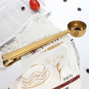 GobekUsa 2-in-1 Stainless Steel Coffee Spoon & Sealing Clip - Gold Kitchen Accessory