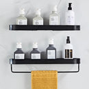 GobekUsa Alumium Bathroom Shelf with Towel Bar and Corner Storage Shelf