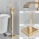 GobekUsa Gold Bathtub Faucet Set Hot Cold Water Shower Mixer Tap Waterfall Floor Stand