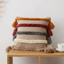 GobekUsa Knit Boho Tassels Cushion Cover Ivory Beige Orange Grey Soft Pillow Cover
