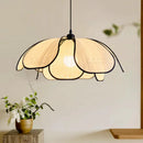 GobekUsa Creamy Abaca Fabric Led Pendant Light - Nordic French Wabi Sabi Suspend Lamp