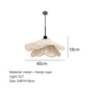 GobekUsa Hemp Rope Chandelier: Nordic Minimalist Wabi Sabi LED Pendant Light for Dining & Bedroom
