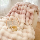 GobekUsa Gradient Pink Double Layer Faux Fur Winter Blanket