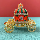 GobekUsa Enamel Crown Jewelry Box Carriage Figurine Wedding Ring Holder Shrine Home Decor
