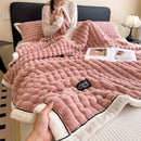 GobekUsa Cozy Flannel Velvet Blanket: All-Season Solid Color Single Queen Quilt