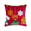 GobekUsa Christmas Embroidered Red Geometric Pillow Cover for Festive Home Decor
