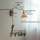 GobekUsa Ceramic Ball Brass Walnut Wood Wall Light with Pull Chain Switch