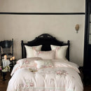 GobekUsa 4-Pc Flowers Embroidery Bedding Set 1000TC Egyptian Cotton Duvet Cover Sheets