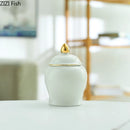 GobekUsa Gold Tea Canister Ceramic Storage Jar with Lid for Desk Decoration