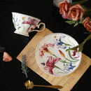 GobekUsa Iris Flower Porcelain Coffee Mug Tea Cup Tableware Set