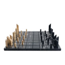 GobekUsa Golden Metal Marble Chessboard: Geometric Square Check King Game Decor Figurines
