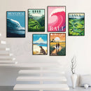 GobekUsa Bali Surfing Poster - Uluwatu, Canggu, Pererenan Estuary, Borobudur, Komodo, Rice Field Illustration