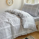 GobekUsa Cotton Grid Pattern Bedding Set with Duvet Cover & Pillowcases for Double Bed