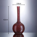 GobekUsa Gilded Red Glass Vase with Artificial Flowers - Modern Desk Decor