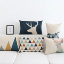 GobekUsa Geometric Elk Design Linen Lumbar Pillow Cover 30X50cm Modern Nordic Home Decor