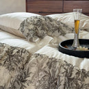 GobekUsa Luxe Lace Ruffles Wedding Bedding Set: Duvet Cover, Bed Sheet, 2 Pillowcases