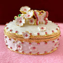 GobekUsa Enameled Metal Jewelry Trinket Box Figurines Hand Painted Storage Case