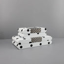 GobekUsa Black & White Polka Dot Leather Storage Box | Geometric Pattern Desktop Organizer