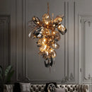 GobekUsa Gold Steel LED Pendant Lights with Cognac/Gray Glass Shades