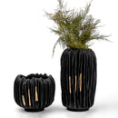 GobekUsa Black Gold Crease Texture Resin Vase - Abstract Home Decor Ornament