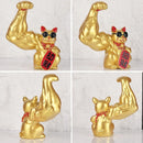 GobekUsa Large Muscle Arm Fortune Cat Resin Sculpture Home Decor Statue