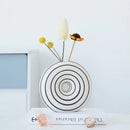 GobekUsa Geometric Stripes Ceramic Vase with Round Cut-outs for Home Decor