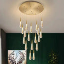 GobekUsa Gold Drop Design LED Crystal Chandelier for Staircase & Lobby