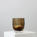 GobekUsa Brown Glazed Glass Vase Hammer Cut Decorative Handicraft Flower Arrangement Ornaments