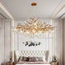 GobekUsa Crystal LED Chandelier: Luxe Gold Lighting Fixture for Living Room & Kitchen
