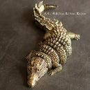 GobekUsa Brass Crocodile Sculpture: Articular Mobility Home Decor Accessory
