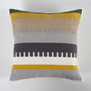 GobekUsa Geometric Canvas Cotton Cushion Cover - Yellow Grey/White Embroidery Square Pillow Cover