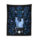 GobekUsa Cat Tapestry Wall Hanging Moon Sun Moth Leaf Flower Occult Home Decor