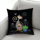 GobekUsa Cat Print Black Short Plush Pillowcase for Modern Living Room Décor