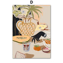 Abstract Girl Hand Fruit Flower Leaf Vase Wall Art Canvas Painting