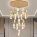 GobekUsa Crystal Chandelier Stair Pendant: Modern Living Room Interior Lighting