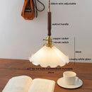 GobekUsa Amber Glass LED Pendant Lamp, Copper Walnut Hanging Light Fixture for Home Decor