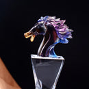 GobekUsa Crystal Horse Trophy: Simulated Horse Head Glass Medal & Decorative Figurine