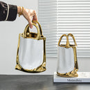 GobekUsa Gold Handbag Vase: Creative Ceramic Floral Arrangement Terrarium Home Decor