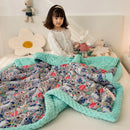 GobekUsa Cotton Floral Double Quilt | Retro Soothe Doudou Bedding Blanket