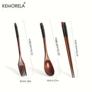 GobekUsa Japanese Wooden Utensil Set - Premium 3-Piece Dining Collection