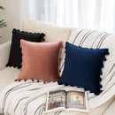 GobekUsa Black Velvet Tassel Fringe Throw Pillow Cover for Bed Sofa Couch